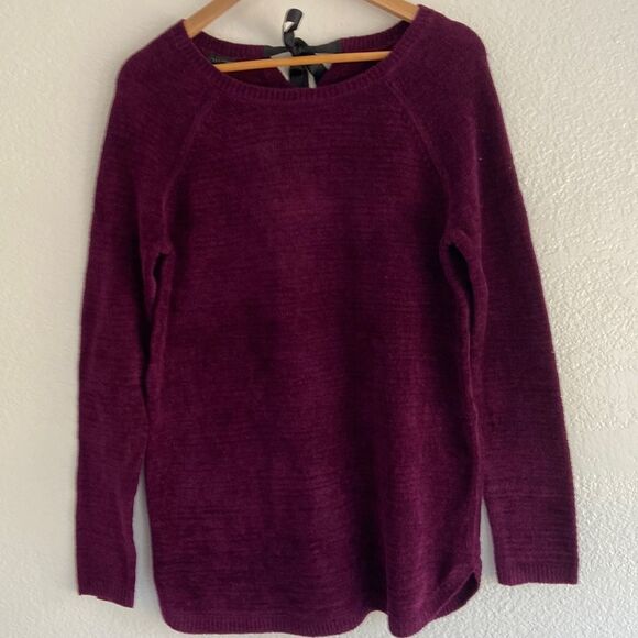 NWT Talbots Sz M Purple Fuzzy Soft Knit Merino Wool Blend Relaxed Tunic Sweater - Picture 1 of 9